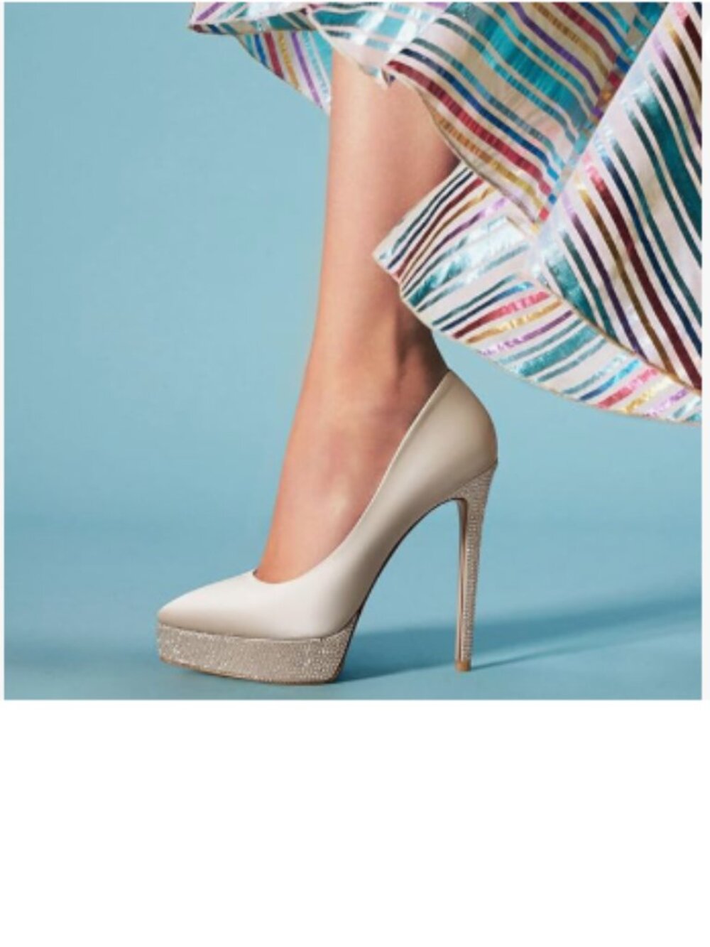 XYD Nude-rhinestones Platform High Heels for Women Pointed Toe Classic Pumps